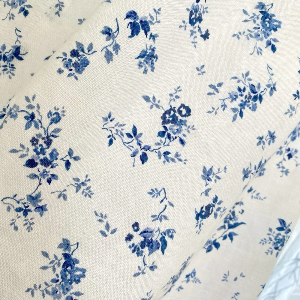 Reformation christen white blue Floral Print square neck tie straps Midi Dress - Picture 7 of 15